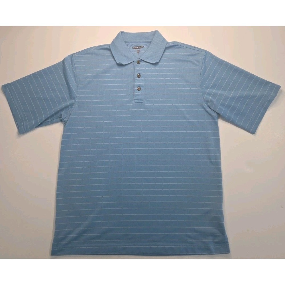 Pebble Beach Men's Shirt Polo Medium Blue Dry‑Luxe Golf Performance